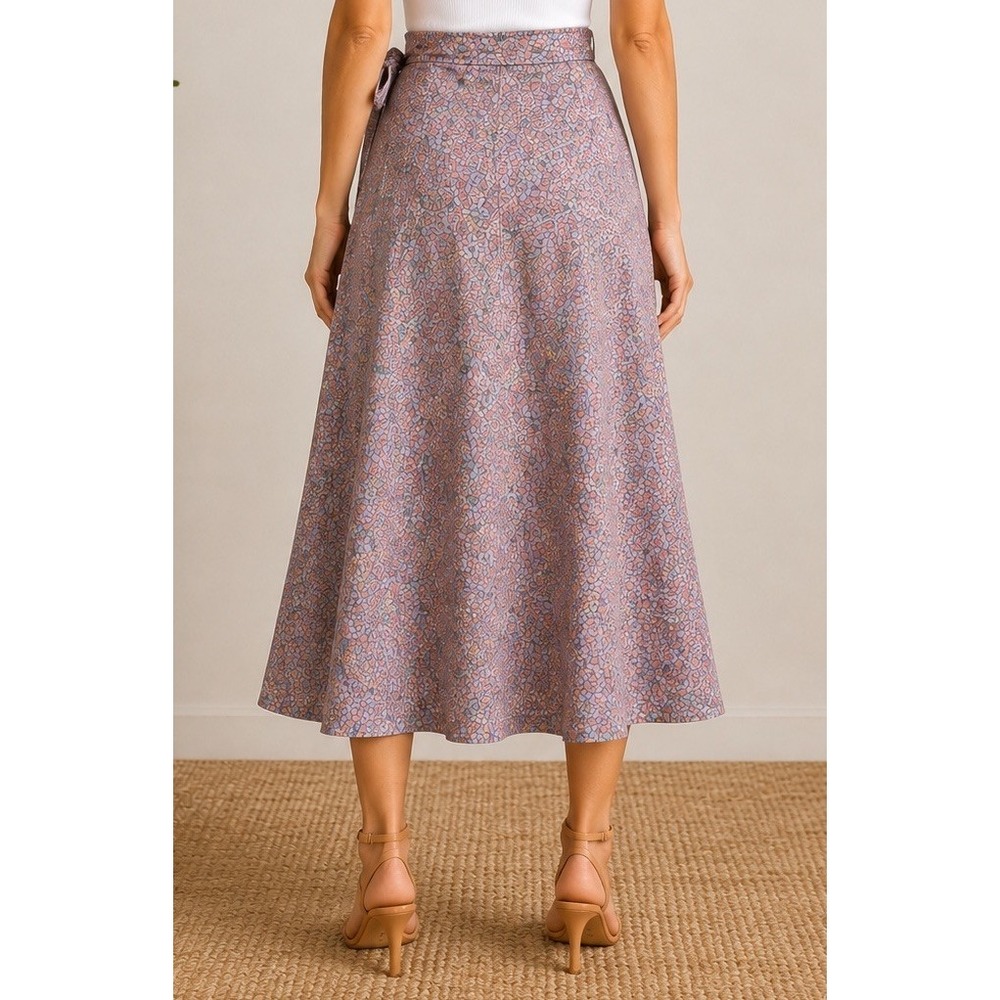 Vintage Floral Wrap Midi Skirt Sz 8 Womens Cottagecore Prairie Ditsy Floral Boho - Picture 2 of 10